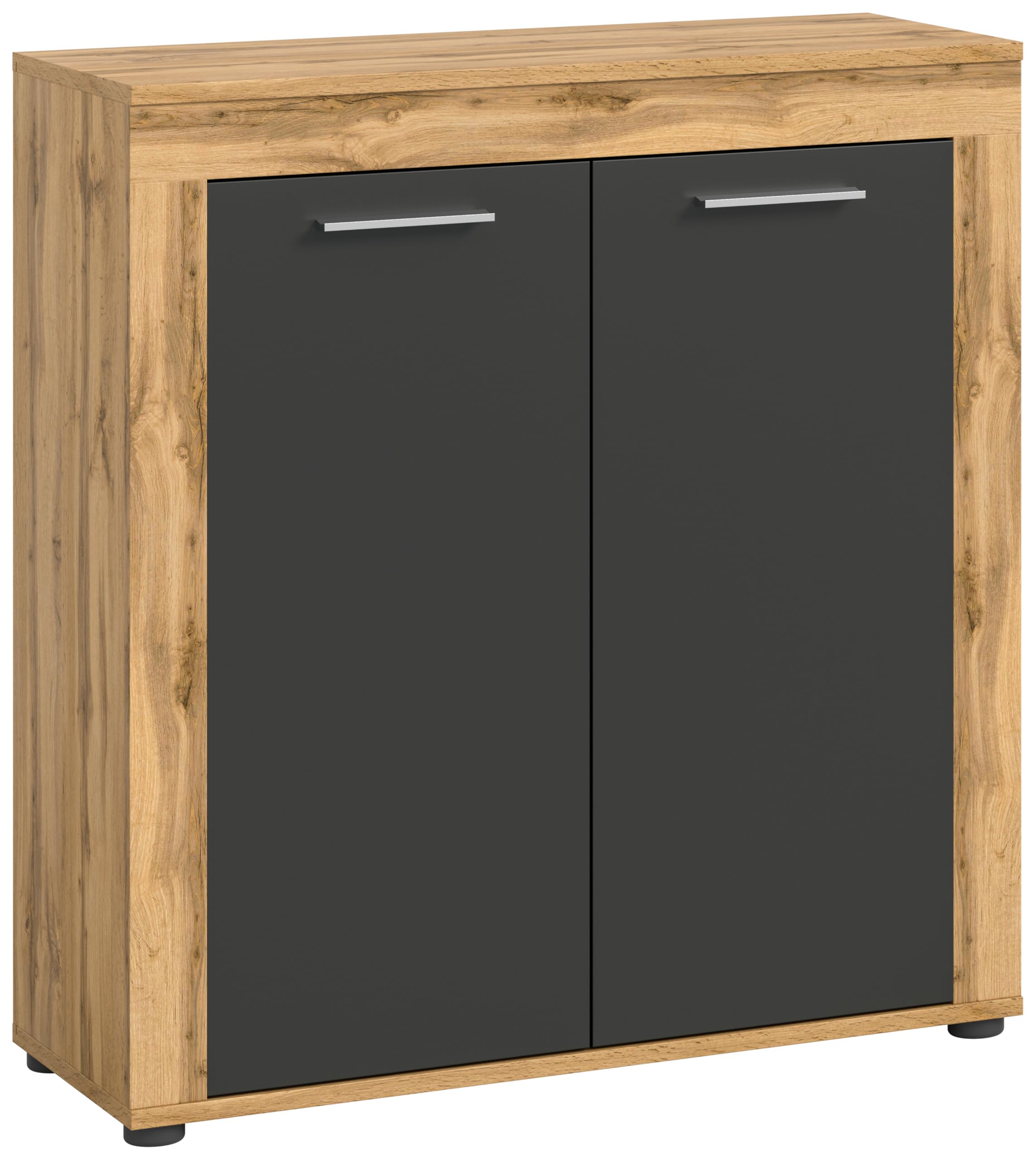 xonox.Home - Highboard Jam 80x88x35 cm in Wotan Eiche und grau - Wohnidee Möbelstück Designermöbel Einrichtung - schöner Blickfang einfache Montage