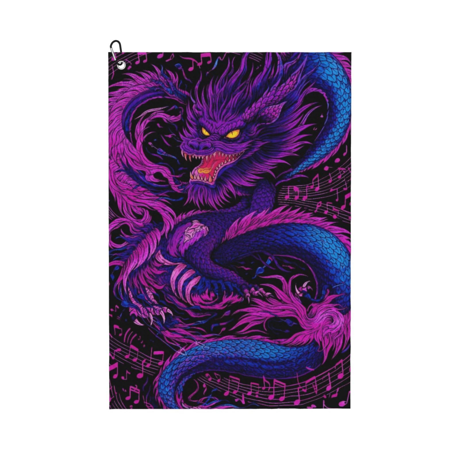BSDFGSDD Music Dragon Cherry Purple Blossom Art Golf Towel 24 x 16 inches