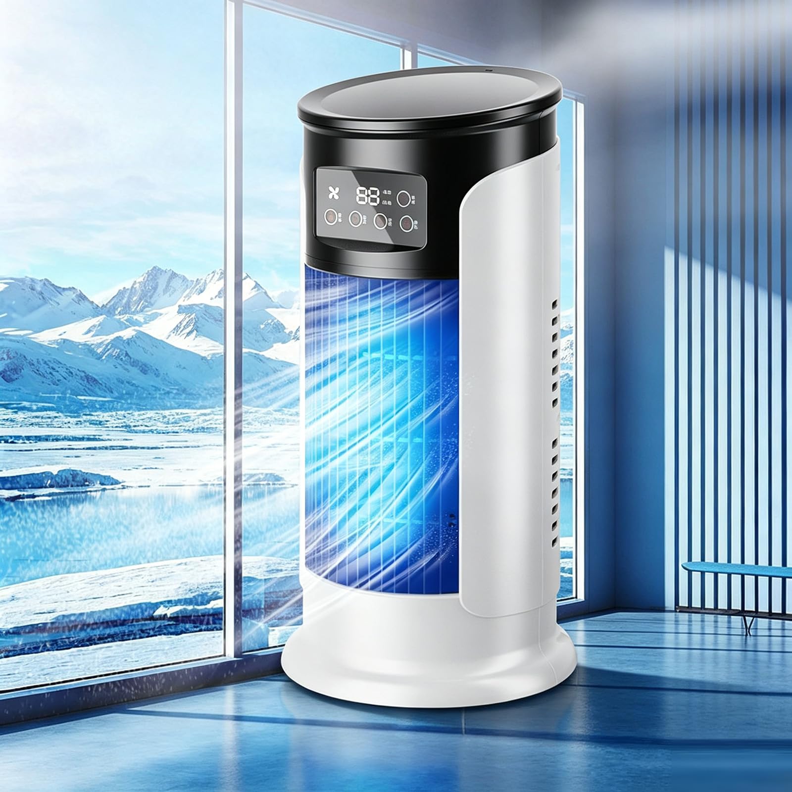 Mini raffrescatore d'aria portatile USB,Ventilatore evaporativo 3 in 1 con display digitale a LED,6 velocità, timer di 6 ore, ventilatore da tavolo compatto e silenzioso per camera da letto, ufficio |