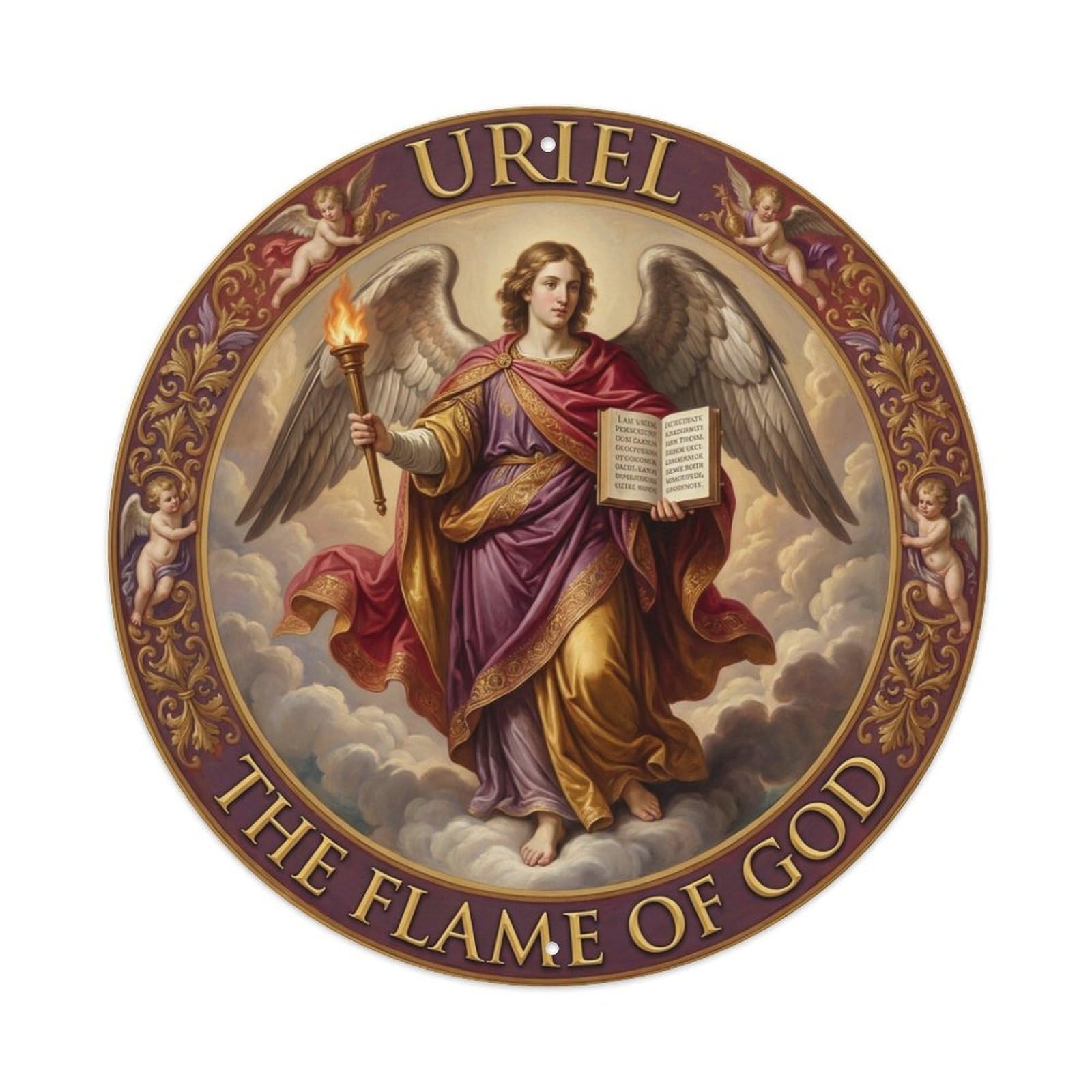 Archangel Uriel Divine Light The Flame of God Metal Tin Sign