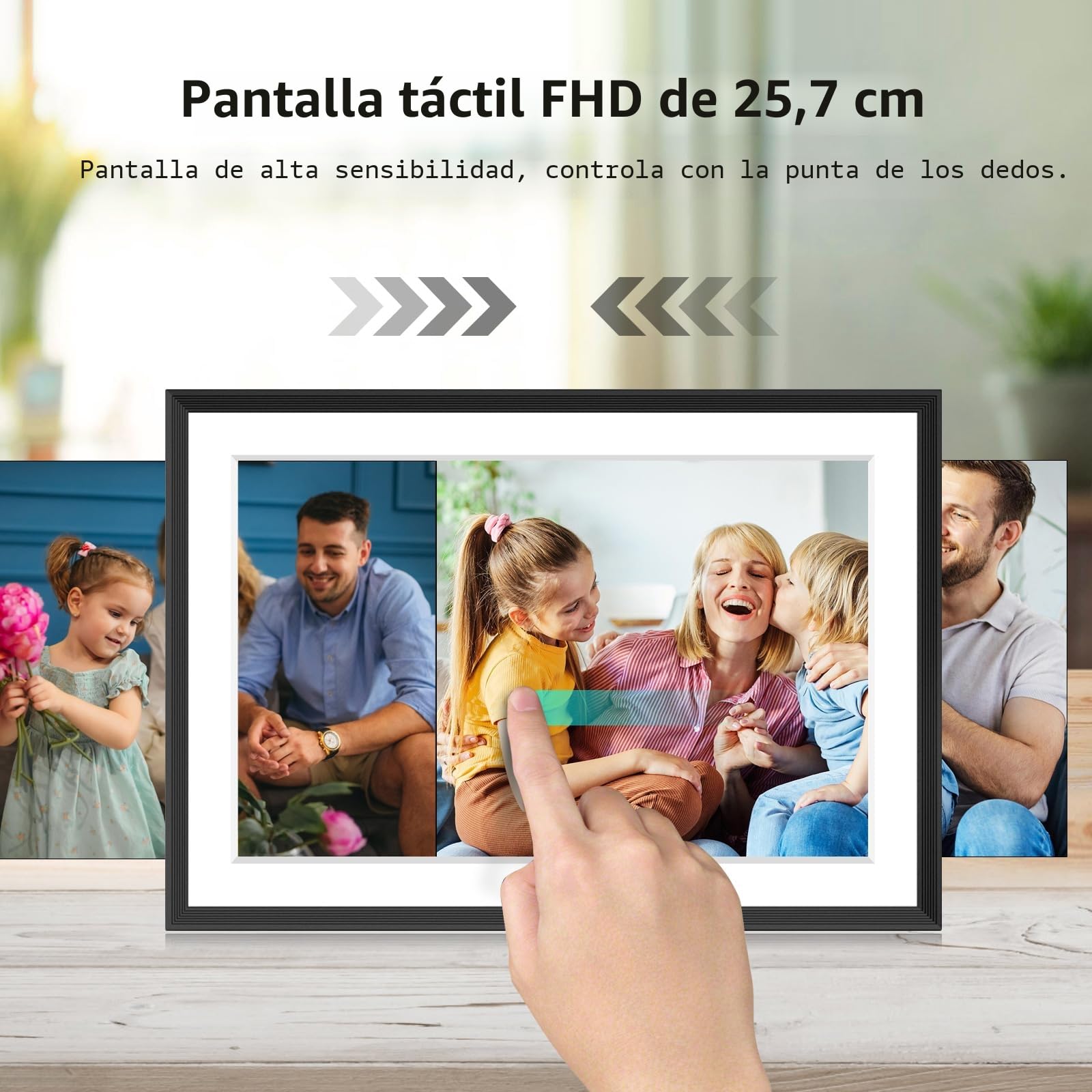 Marco de Fotos Digital WiFi de 10,1 Pulgadas, 1280 x 800 IPS LCD, Pantalla táctil LCD, Memoria integrada de 32 GB de Memoria automática, comparte Momentos al Instante a través de la aplicación Frameo
