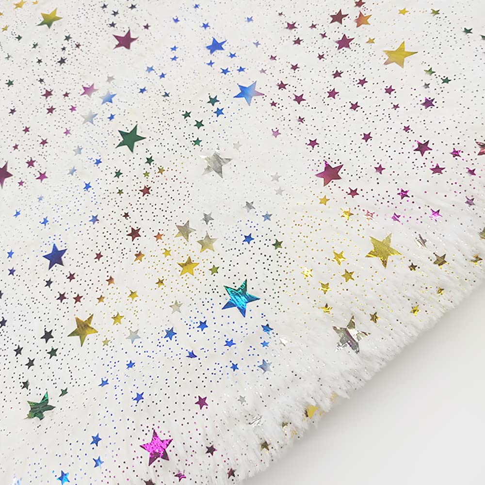 Tela de Felpa Tejido de Piel sintética con estrellitas Tejido de vellón Tejido Decorativo para Manualidades, Costura, Disfraces, decoración, Fondos de Cosplay 160X100cm(Size:10m)