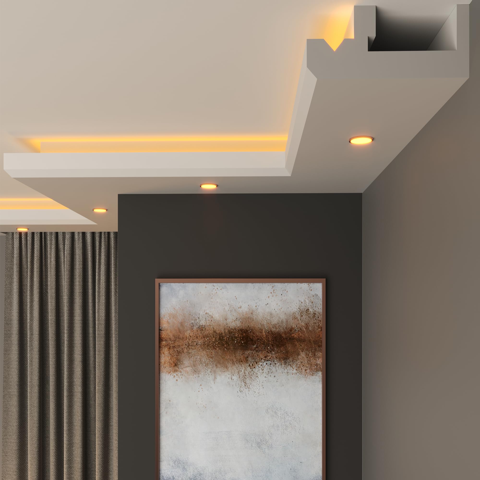 FAST DECOR Premium XPS LED Coving for Ceilings, Lightweight Decorative Cornice Moulding Trim, Paintable Finish, Easy DIY Installation, Cornice Coving, Ceiling Coving (CLS02, ExternalCorner 20cm)