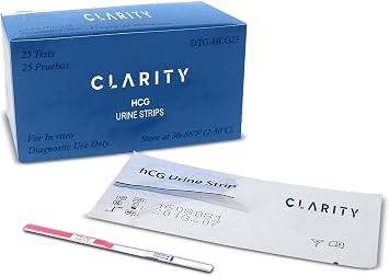 Clarity Diagnostics HCG Pregnancy Test Strips - 25 Count, Early Detection, 99% Accurate, CLIA Waived, Made in USA