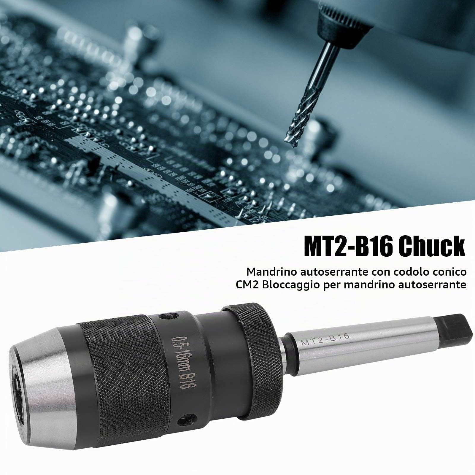 Estink Mandrino Autoserrante 0.5-16mm Cono Morse MT2 | Per trapani e fresatrici, sgancio rapido