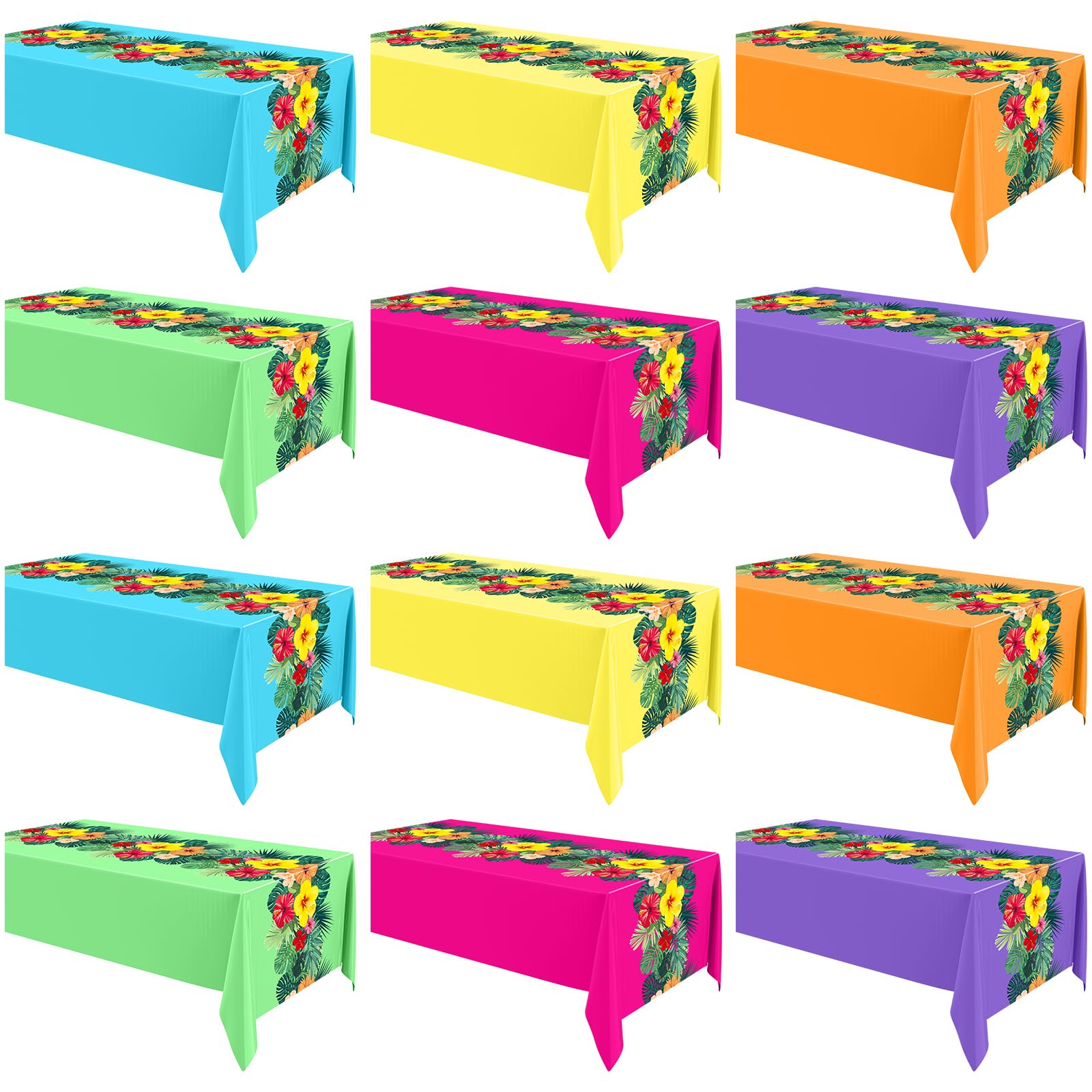 Irenare 24 Sheets Hawaiian Luau Tablecloth Party,Multicolored