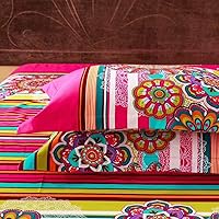 Vista 4 de Juego de funda de edredón estilo bohemio tamaño Queen, de microfibra ligera, estampado retro, ropa de cama cómoda, diseño de estampados exóticos