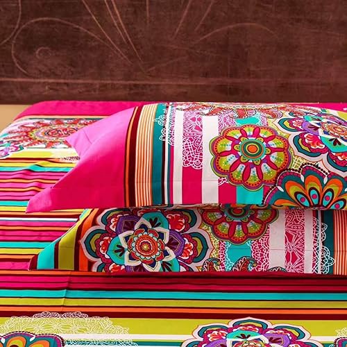 Miniatura 5 de Erosebridal. - Juego de cama de 3 piezas. Edredón bohemio con diseño de mandala. Edredón moderno y elegante. Decoración, reversible. Juego de