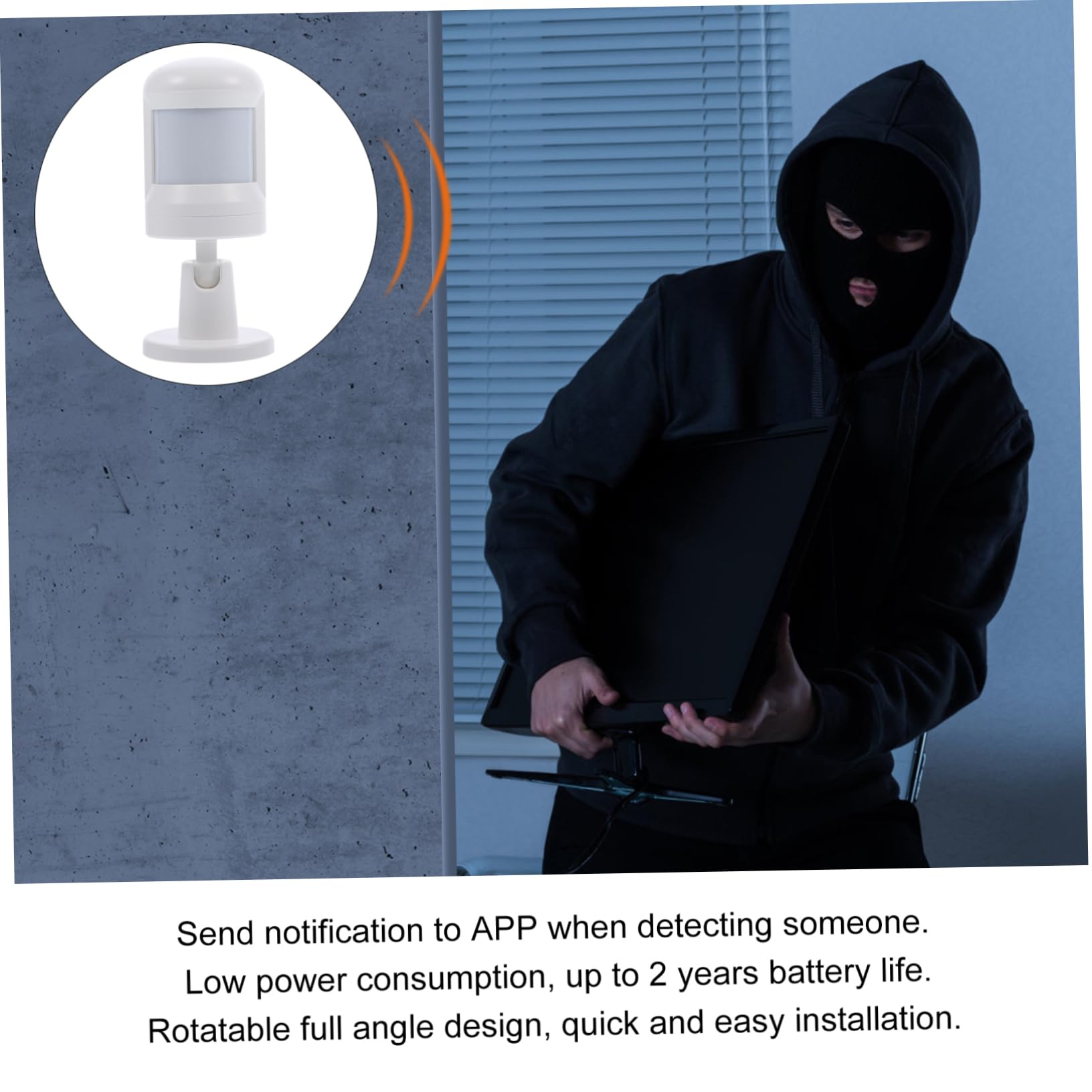 iplusmile Infrarot Körpersensor mit Weitwinkel Pir Bewegungsmelder aus PC und Abs für Zuhause Inkl. App-benachrichtigung und Statusmeldung an Host
