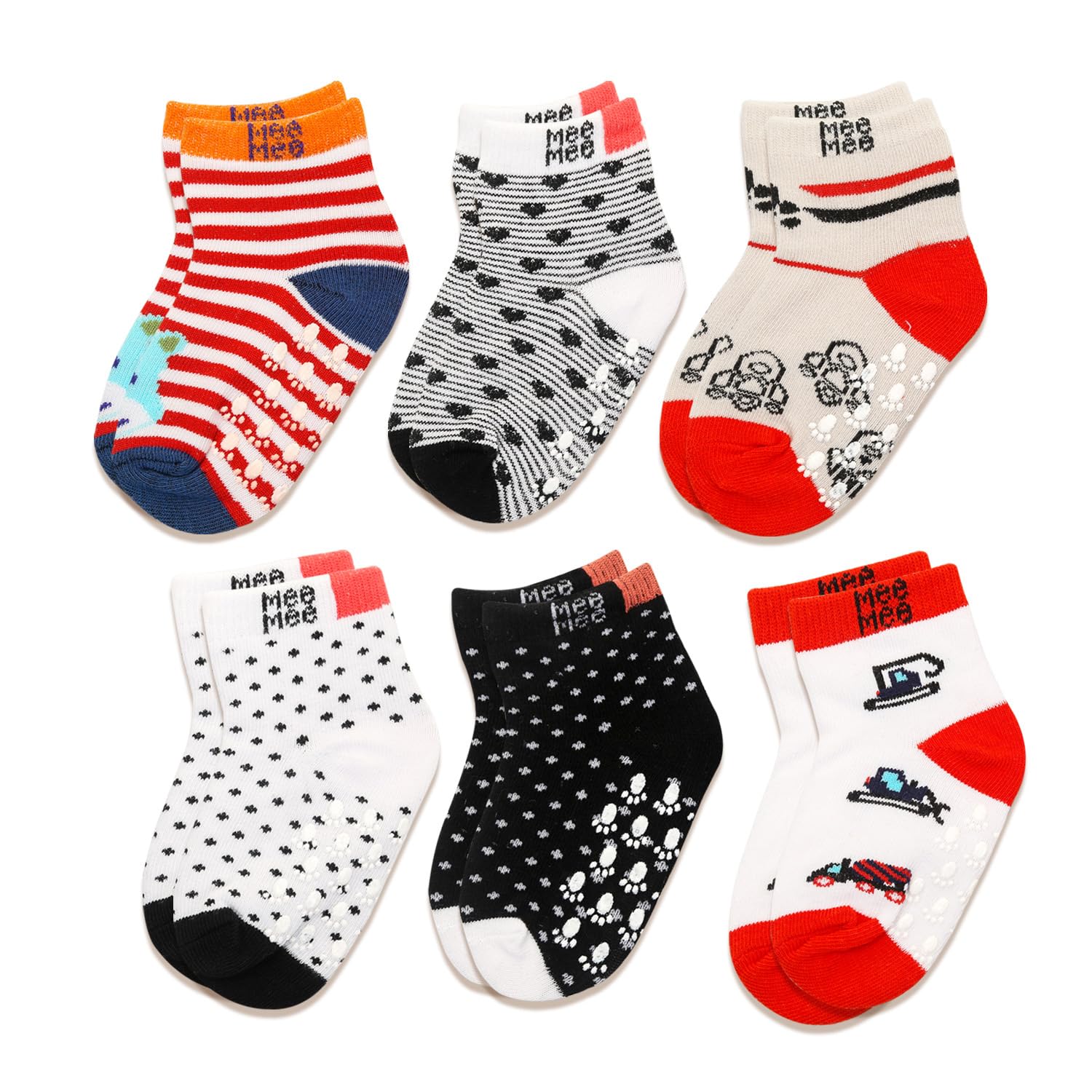 Mee Mee Cotton socks for baby | Anit - Skid, Soft, Colourful Prints For 6-12 Months (Pack of 6)-picture-47