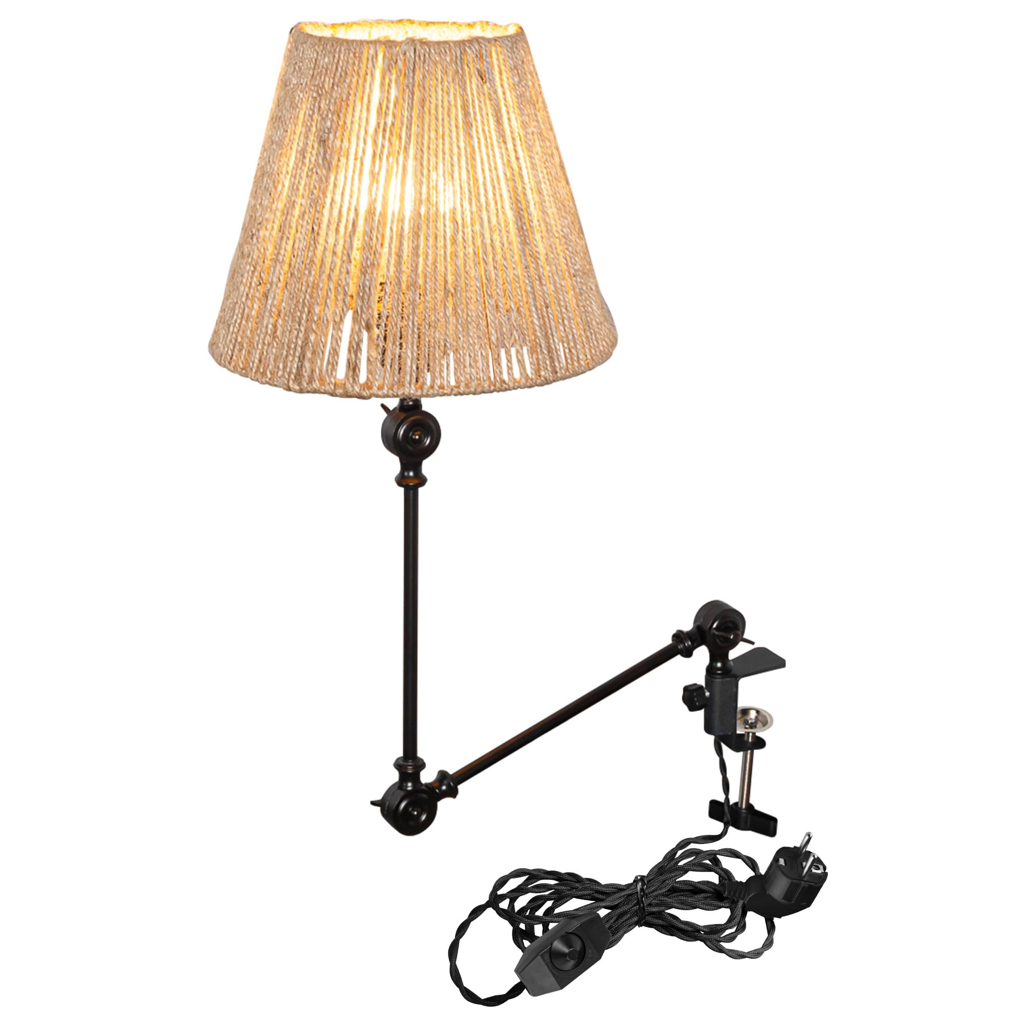 Retro Klemmleuchte,1 Packung Leselampe mit 2,5 m Kabel, Dimmbar Nachttischlampe,Augenpflege Schreibtischlampe für Büro Heimgebrauch, E27 Lampenhalterung TD0755