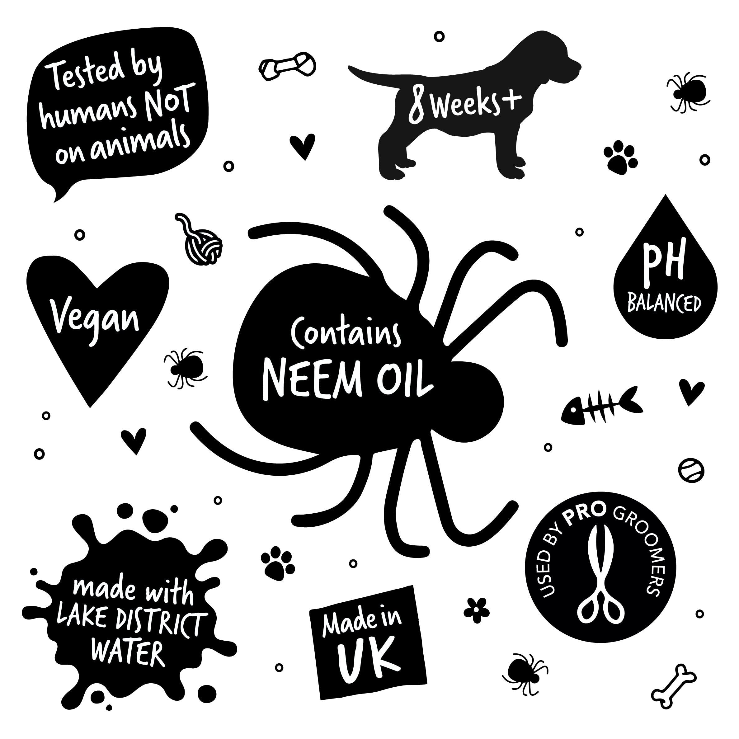 Flea and Tick Dog Shampoo by Bugalugs, Works on Smelly Puppies & Dogs, Contains Neem Oil PH Balanced Vegan Used by Professional Groom