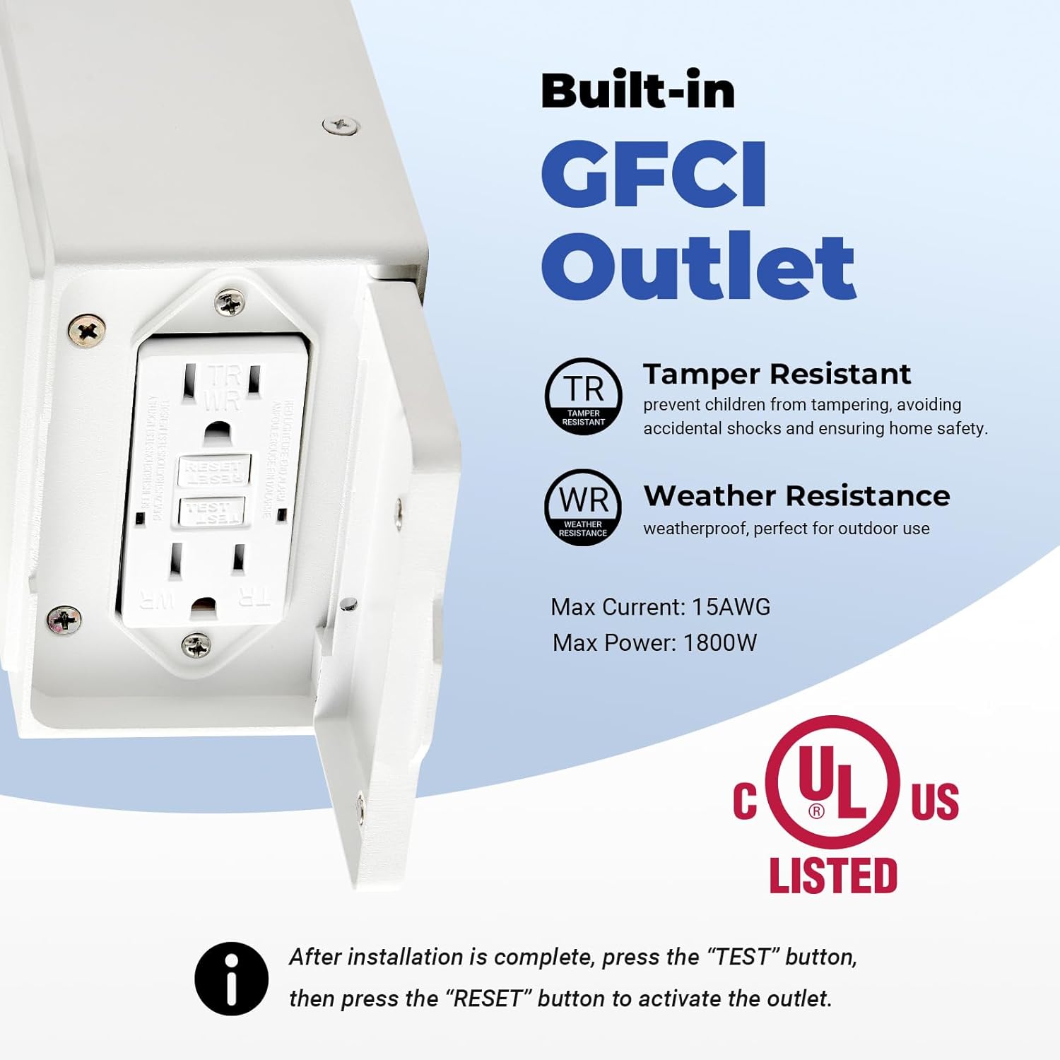 White Outside Lights for House with GFCI Outlet, 3 Modes Motion Sensor Porch Light with Outlet, Aluminum Dusk to Dawn Exterior Lighting Fixtures, for House, Porch, Garage
