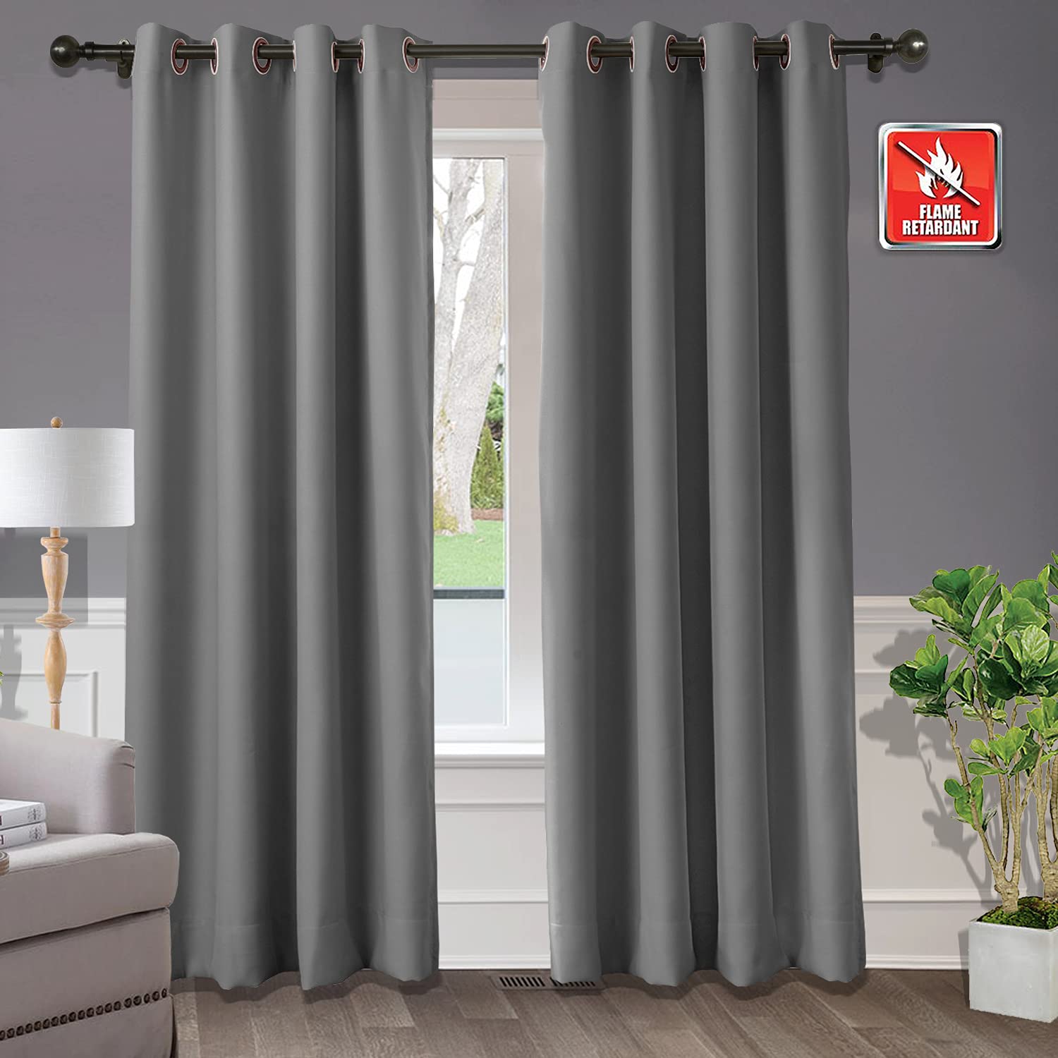 Rideau occultant de chambre d'enfant gris et ignifuge format XL 304x259 cm