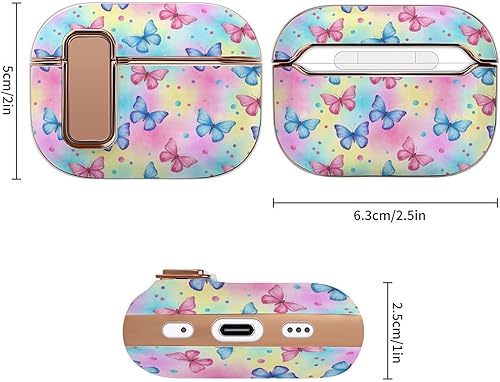 Miniatura 2 de Headphone Cover Compatible with Airpods Pro 2 Case Butterfly, Plastic, with Lock, Shockproof Protective