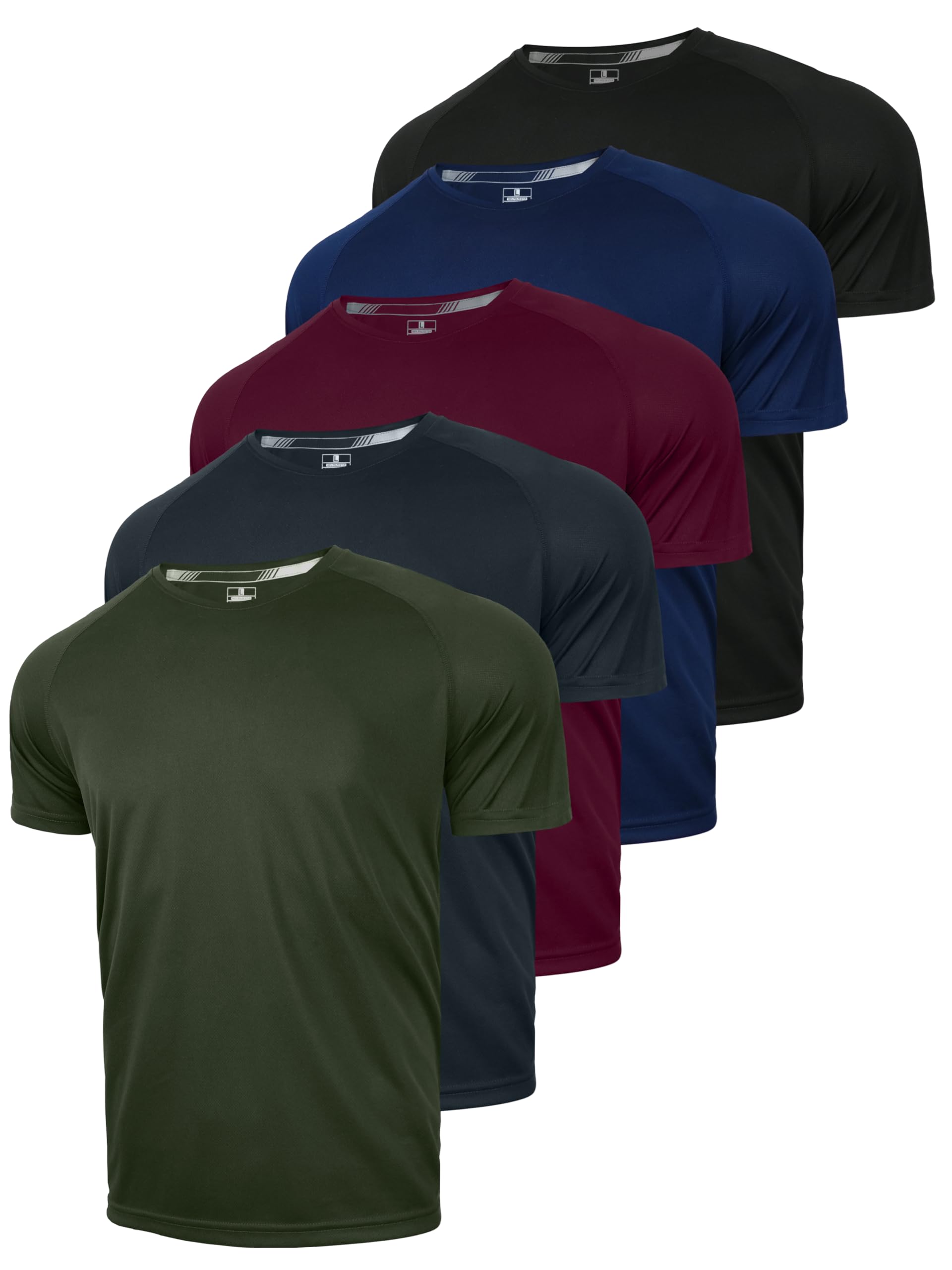 3 5 Pack Mens Athletic Shirts Performance Dry Fit Workout Gym Running Short Sleeve T-Shirt Moisture Wicking