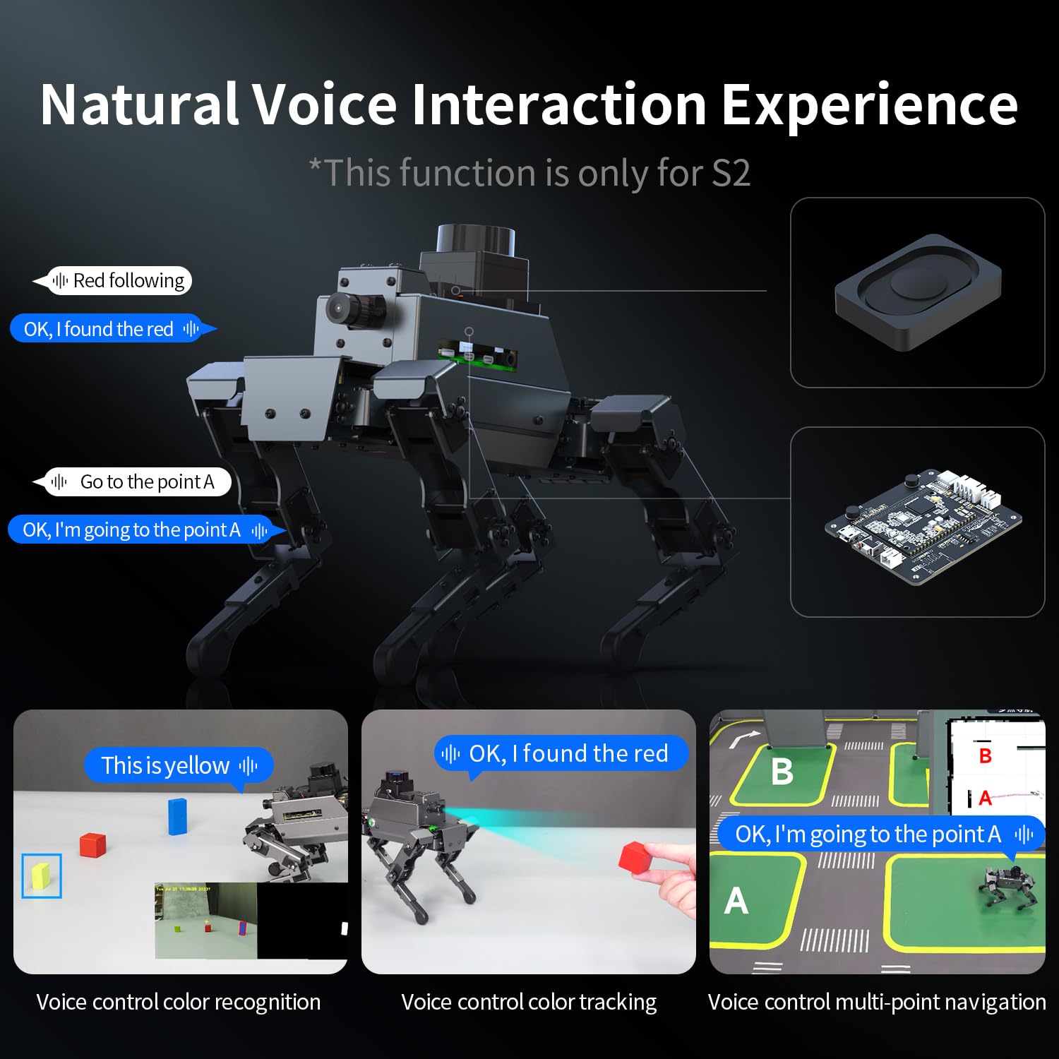 Yahboom ROS2 Robot Dog with RPi 5 AI Model Voice Embodied Intelligence OpenCV Programmable Bionic Quadruped AI Robotic Dog,for Educational Python Programming,Electronic Engineers(Without pi)