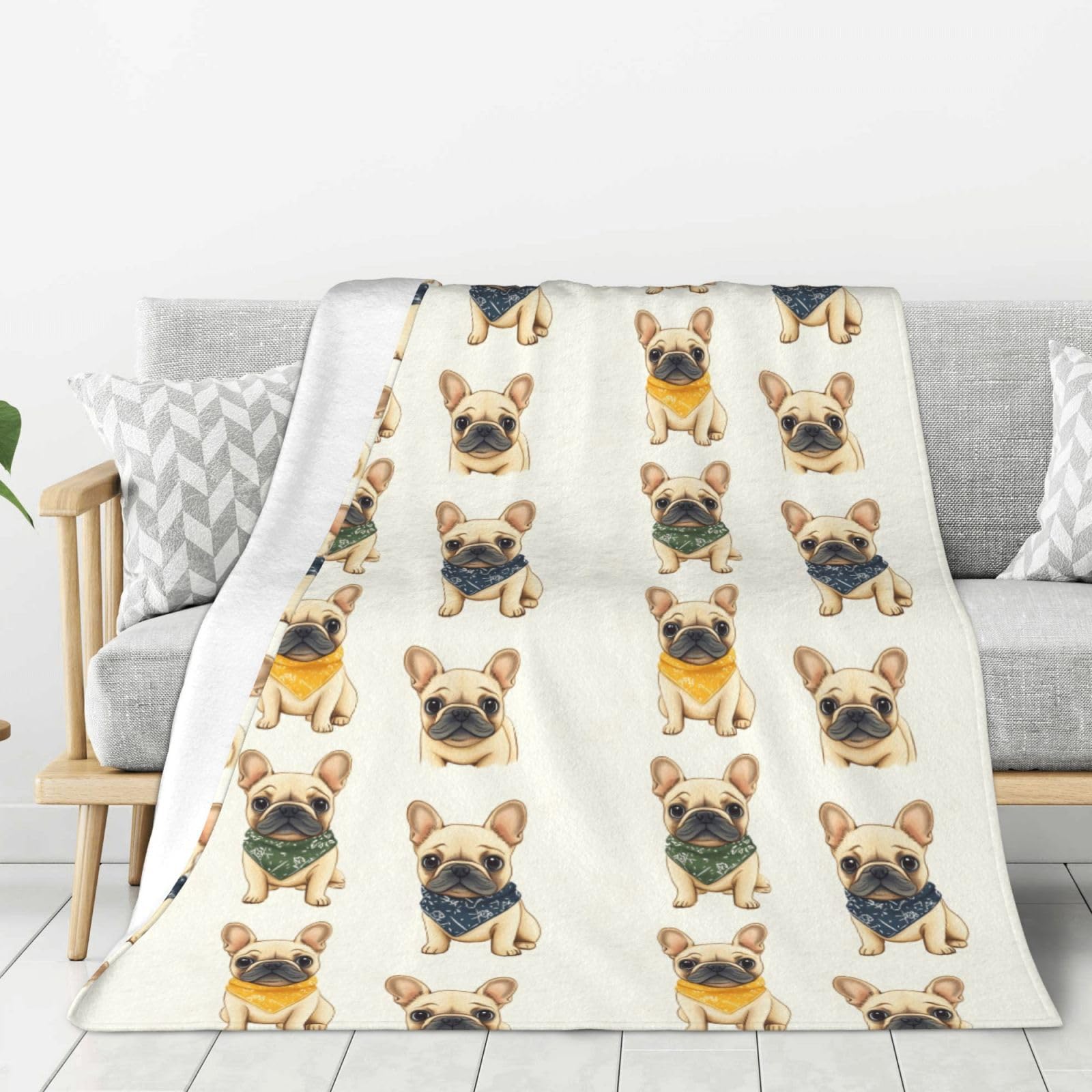 Couverture carlin en flanelle chaude et légère : plaid super doux pour toutes les saisons