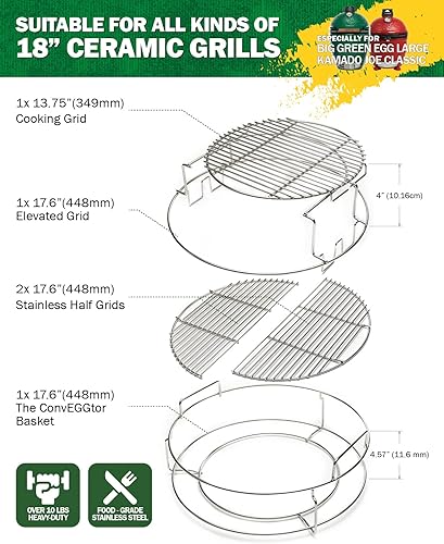 Miniatura 2 de Kit de estante expansor para barbacoa, accesorios grandes para parrilla de huevos verdes  BGE Kamado Grill Parts incluye 2 piezas de estante