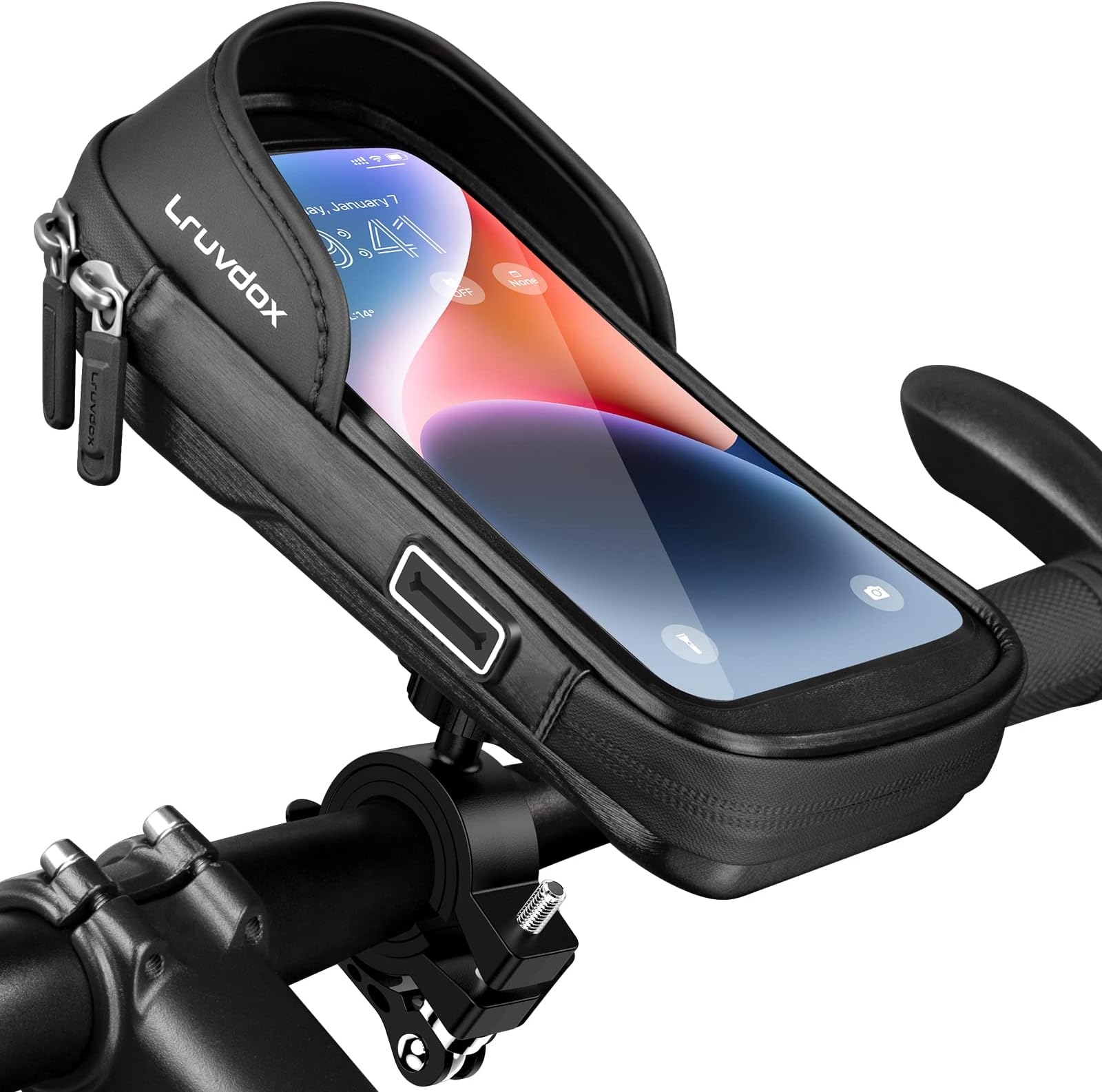 Sacoche De Vélo De Cadre Avec Support Téléphone (6-8 Pouces) - Takezero, étanche, Noir