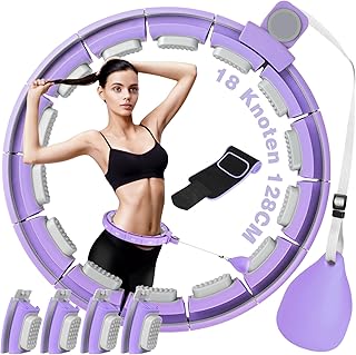 Smart Hula Hoop Quiet, Smart Hula Hoop for Adults and Beginners, Hullahub Hoop for Weight Loss, XXL, 128 cm, Hula Hoop with Weight Ball, Fitness Hula Hoop with Intelligent Counting and Slimming Belt