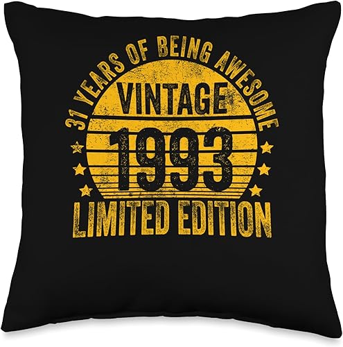 31 Year Old Vintage 1993 Limited Edition Bday Throw Pillow, 18x18, Multicolor