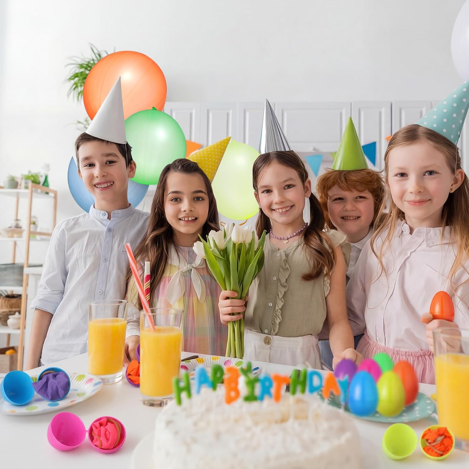 60 Pcs Punch Balloons Easter Basket Stuffers Fillable Easter Eggs Gift Bulk 2.3'' Colorful Bright Punch Balloon Empty Plastic Eggs Fillers for Egg Hunt Party Favors Surprise Egg Gift, 30 Set