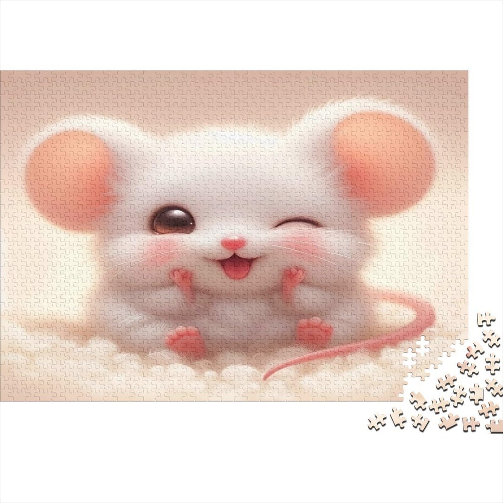 Puzzle de 1000 Piezas 52x38 cm de Papel Reciclado para Adultos Gatito Atigrado y Ratón de Juguete Cocina Acogedora Juego Desafiante Familiar Divertido Idea Regalo Ideal