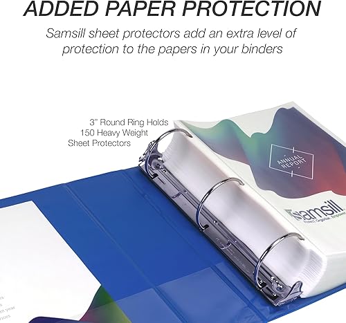 Vista 21 de Samsill (MP128587) - Carpeta de 3 anillos redondos de 3 pulgadas, fabricada en los EE. UU., con cubierta transparente personalizable para insertos