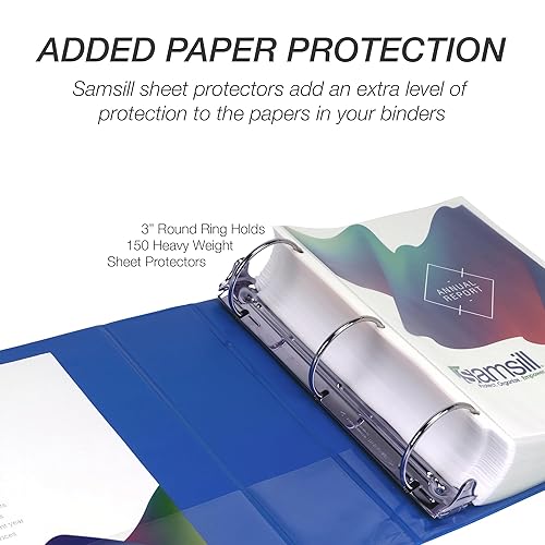 Vista 148 de Samsill (MP128567) - Carpeta de 3 anillos redondos de 2 pulgadas, fabricada en los EE. UU., con cubierta transparente personalizable para insertos