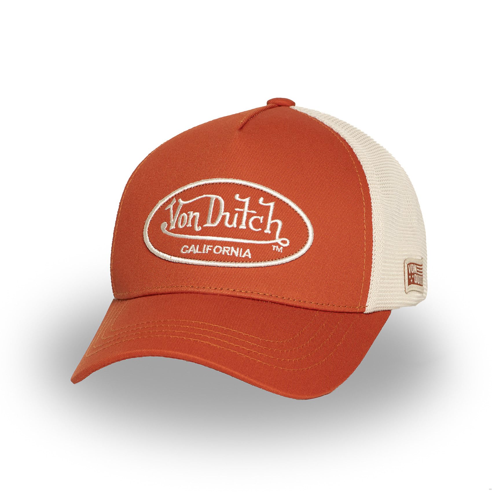 Von Dutch Classic Oval Logo CapDutch Women/Men - Trucker Cap Baseball mesh Snapback, with Peak All-Season Spring Summer Autumn Winter - One Size Orange