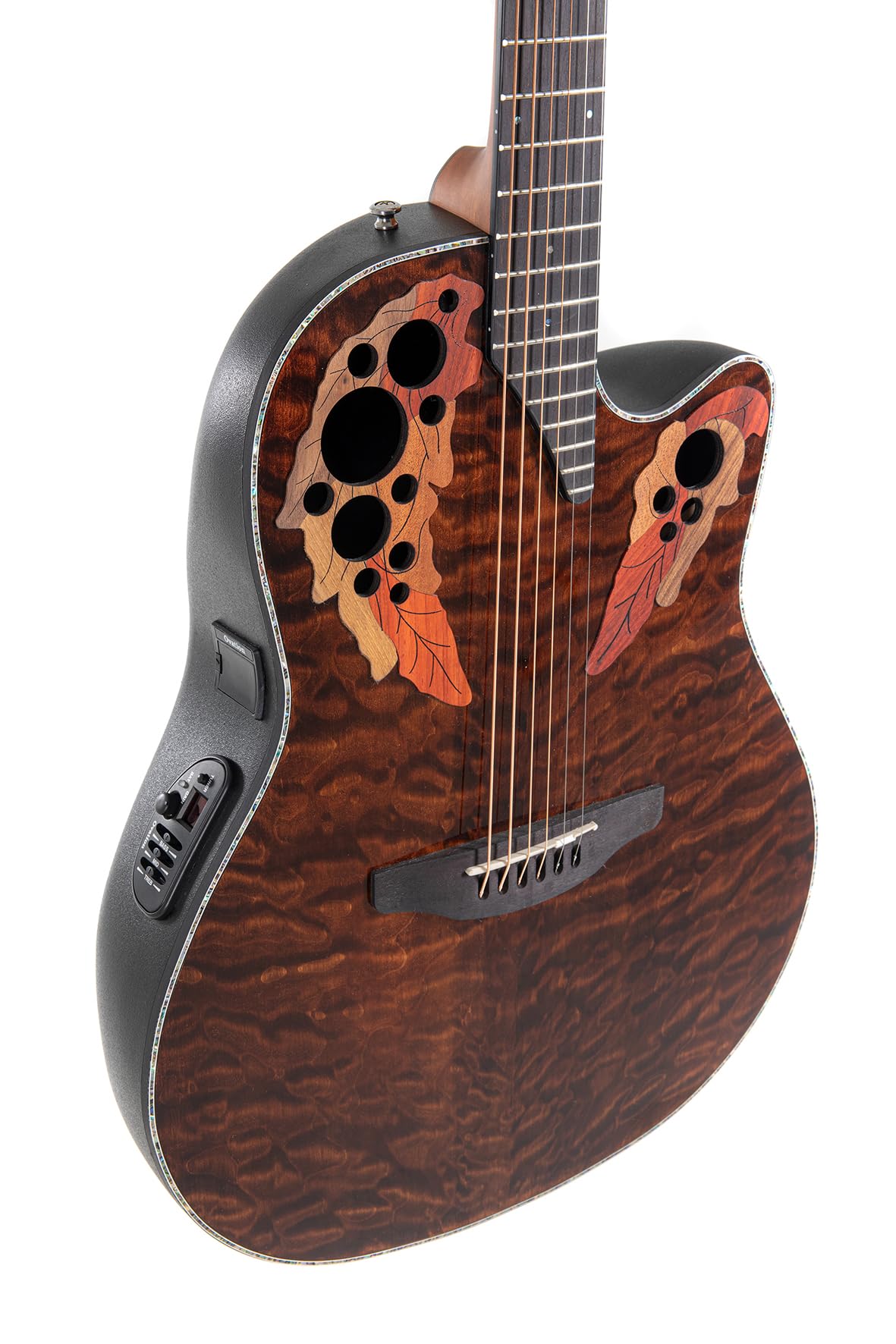 OVATION E-Akustikgitarre Celebrity Elite Plus CE44P Mid Cutaway - Edelholzdecke - Mid-depth Lyrachord Body - Dark Tiger Eye - CE44P-TGE-G