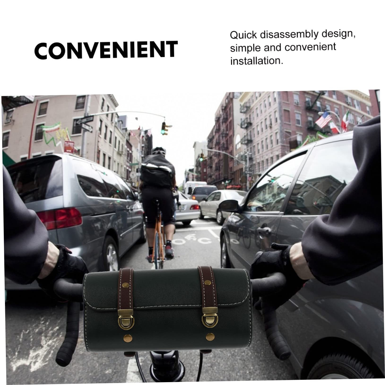 Borsa Bici Retrò Grande Capacità in Pu, Verde, Semplice | Protezione Solare, per Dispositivo e Accessori, Borsa Posteriore da Bici Elettrica e Moto