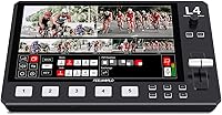 Feelworld L4 10.1" Touchscreen Video Switcher - 5-Input Live Stream Mixer with Chroma Key, Logo Overlay & T-Bar Control
