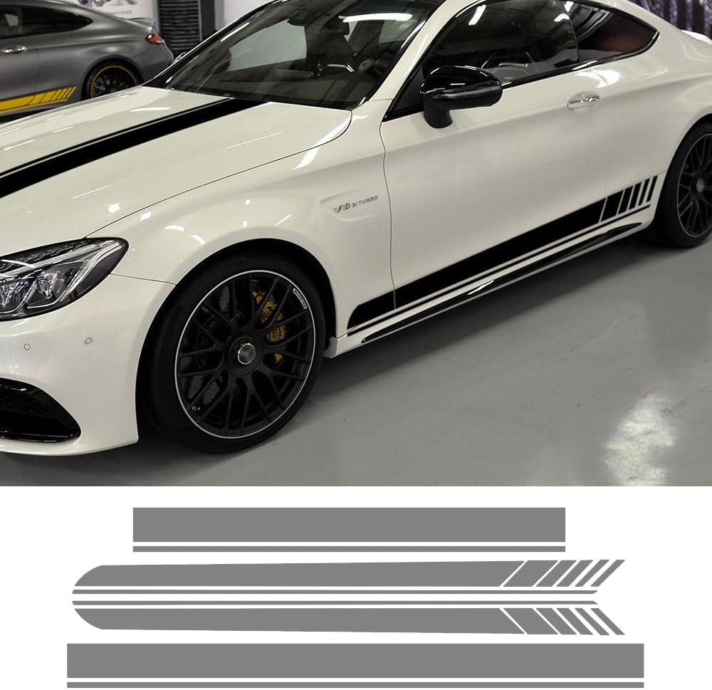 1Set 5pcs Car Racing Decals Autos Body Decorative Strips Vinyl Door Side Stickers Hood Roof Trunk Decals for All Cars Truck or Suv Vinyl Decal Stickers Free Size