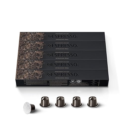 Nespresso Cápsulas originales, Roma Intenso, Café de asado medio, vainas de café, 10 vainas, espresso, 50 cuentas (paquete de 5)