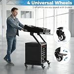 Goplus 9U DJ Mixer Stand, Adjustable Rack Mount Rolling Stage Cart with Lockable Wheels, Professional Studio Equipment Case Stand for Home, Office, Music Show, Performance Stages