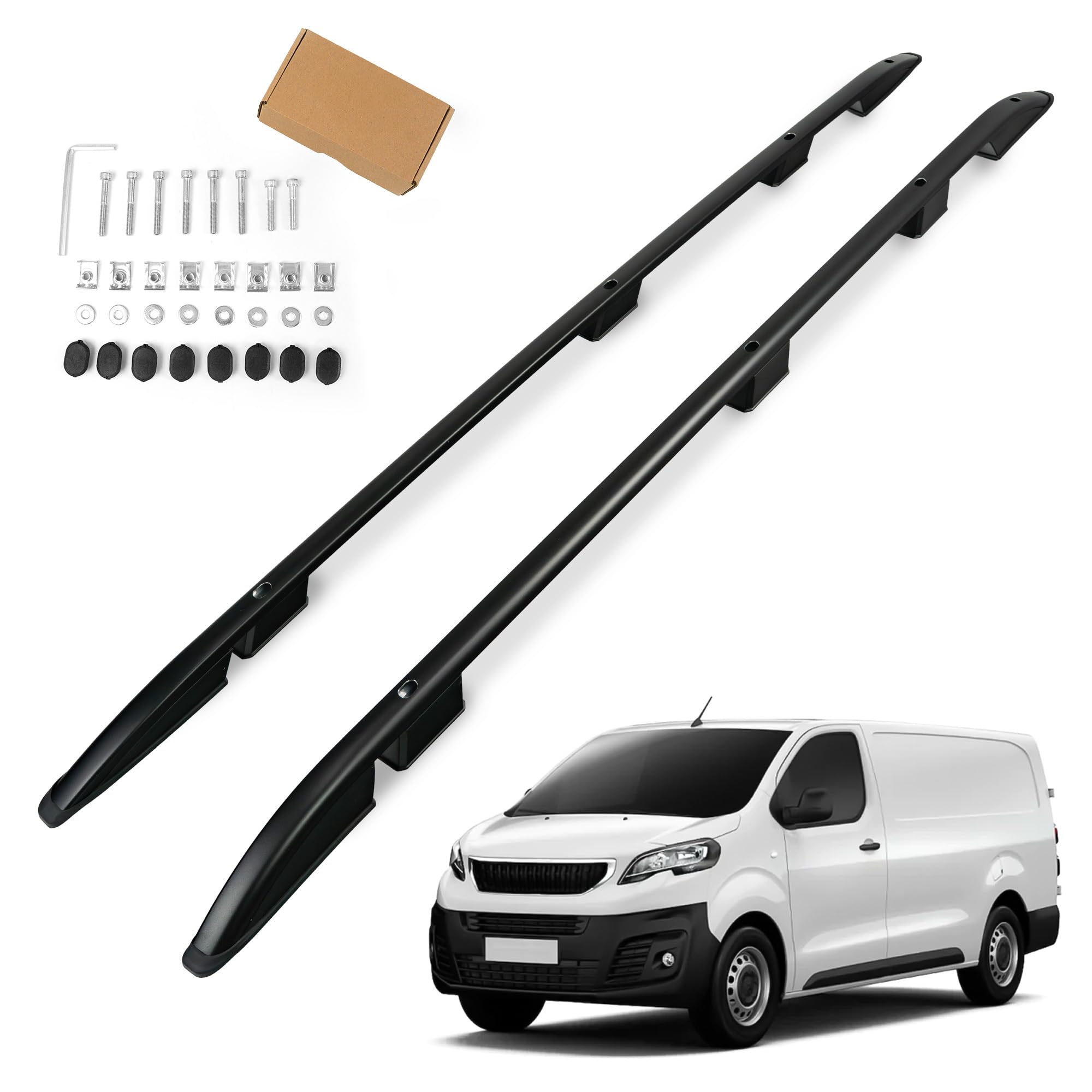 CHROMEMASTER | Barras Portaequipajes, Rieles de Techo Compatible con Peugeot Expert L2 Standard Mediano 2016+; Se Utilizan para el Montaje de Portaequipajes de Techo, Cajas de Techo o Portabicicletas