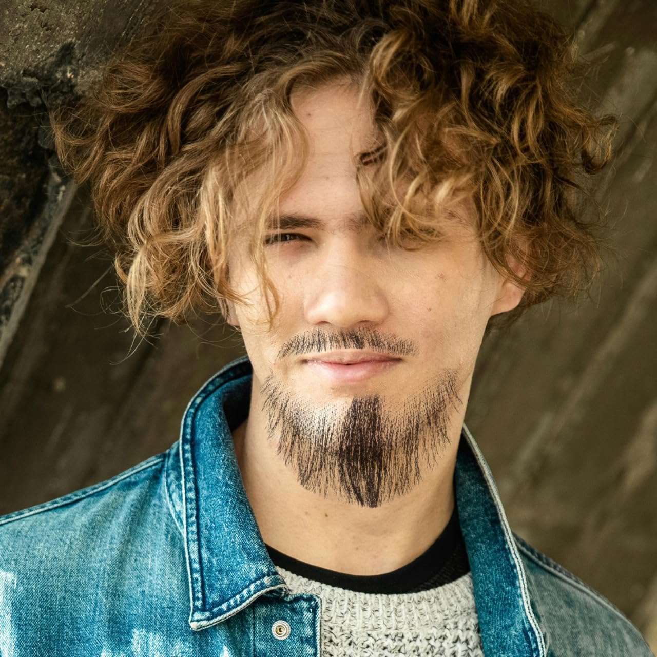 Warmhm Realistic Men's Fake Beard with Invisible Lace Natural Human Hair Goatee and Mustache for Halloween Costume Stage and Movie Props Lightweight Comfortable Theatrical Facial Hair - Image 3