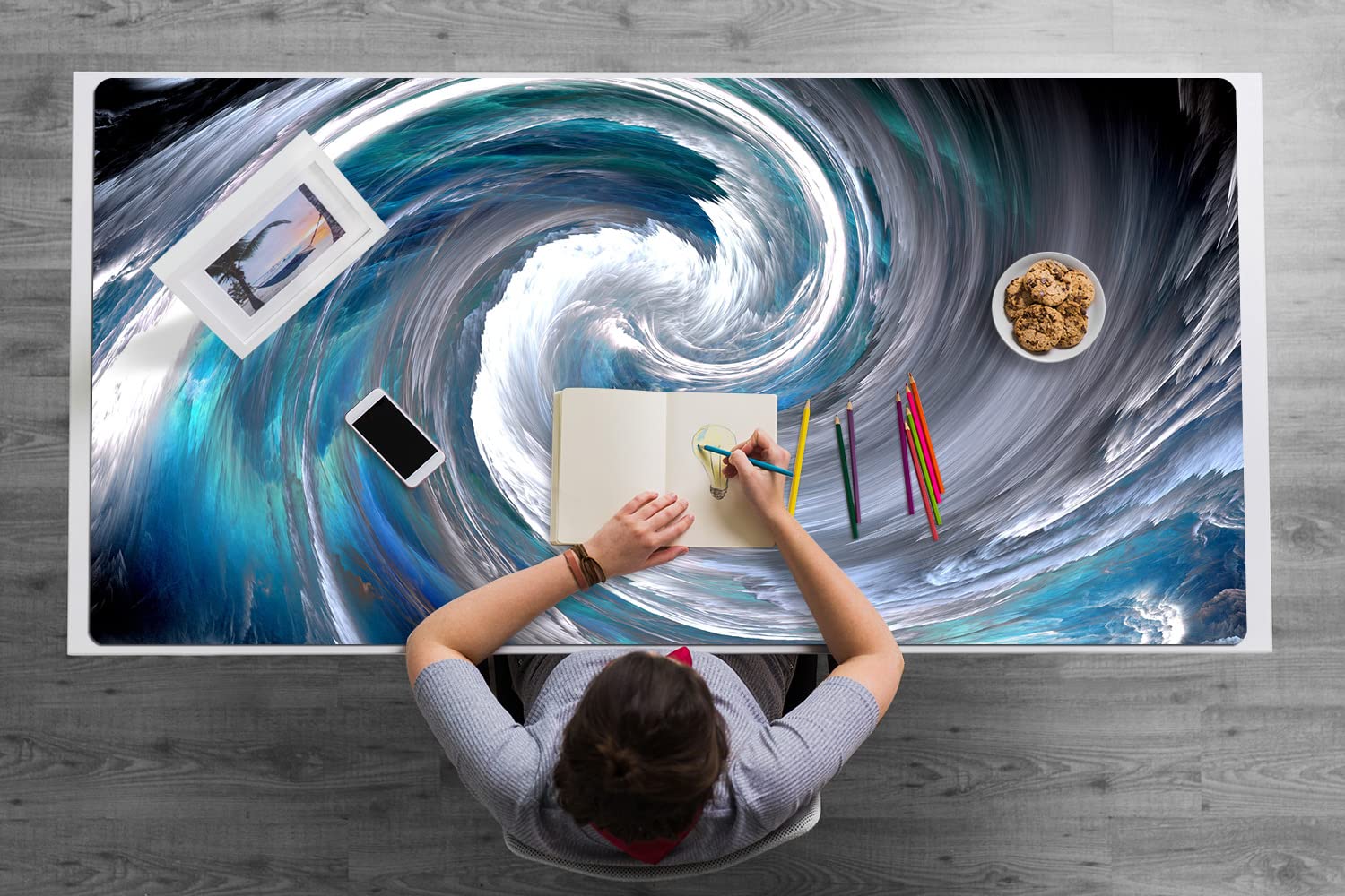 Decormat Sottomano da scrivania per mouse 120x60cm Grande Protezione per tavolo - Vortice