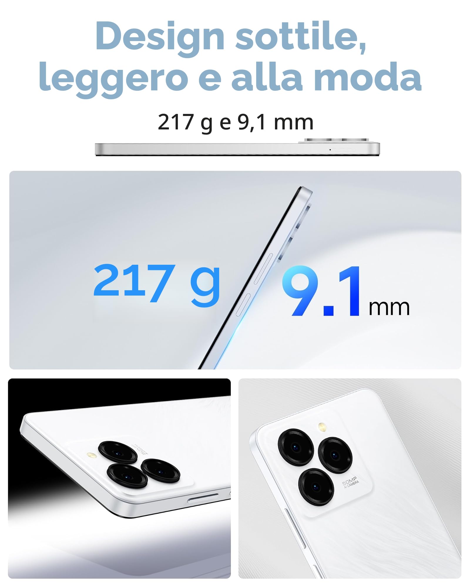 Ulefone Note 20 Pro Smartphone, 8GB+128GB/SD-1TB Android 14 Cellulare, 6.75" HD+ Widevine L1, Fotocamera 50MP+8MP Cellulari 6000mAh Batteria, Octa Core Dual SIM GPS/OTG/Face ID/Fingerprint Bianco