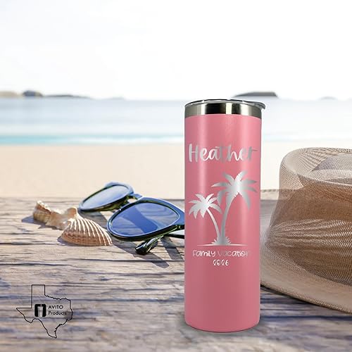 Miniatura 2 de Vaso de vacaciones personalizado de 20 onzas, vaso con tapa y pajilla, vasos de vacaciones familiares, vaso de vacaciones en la playa, regalo de