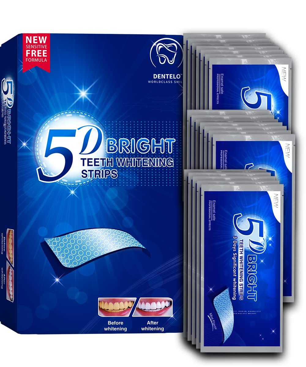 New 5D Teeth Whitening Strips for Sensitive Teeth 14 Sessions-Enamel Safe Whitening Strips for Teeth Strips Advanced Whitening Teeth Strips Tooth Whitening Strips for 5D White Teeth Whitening Strips