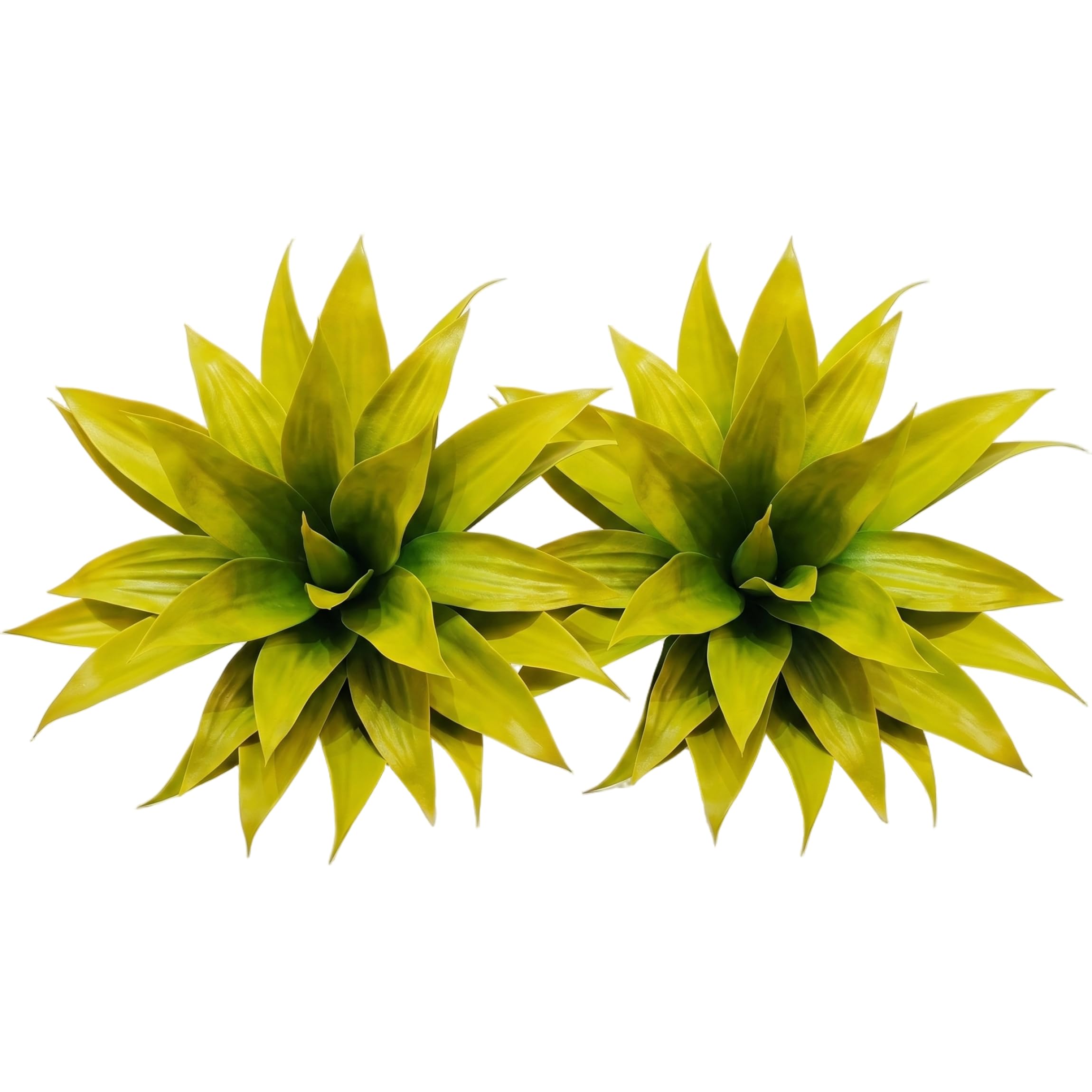Yeaxxsqy Agave Plant Artificial, 2pcs: Artificial Agave Plant Outdoor - Lifelike Faux Plants Decor, Low-maintenance, Yellow, 21.26'' H x 26.77'' W