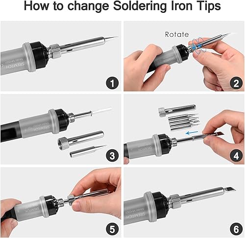 Miniatura 5 de Kit de soldador electrónico, pistola de soldadura digital LCD de 80 W con soldador termostático de temperatura ajustable, pistola de soldadura de