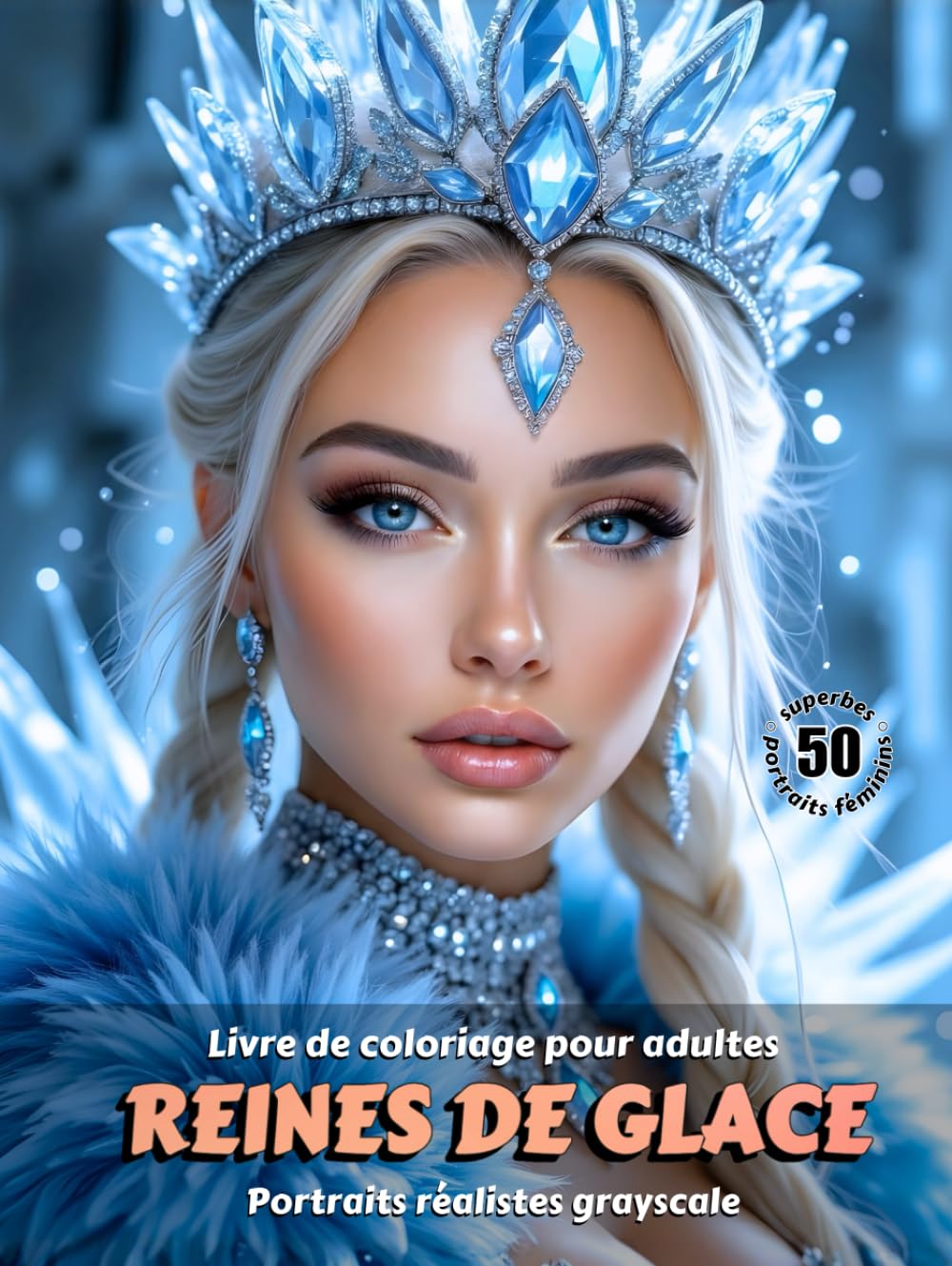 REINES DE GLACE – Livre de coloriage pour adultes | Portraits réalistes grayscale (en niveaux de gris) | Superbes portraits féminins à colorier: Édition française (Aventures colorées)