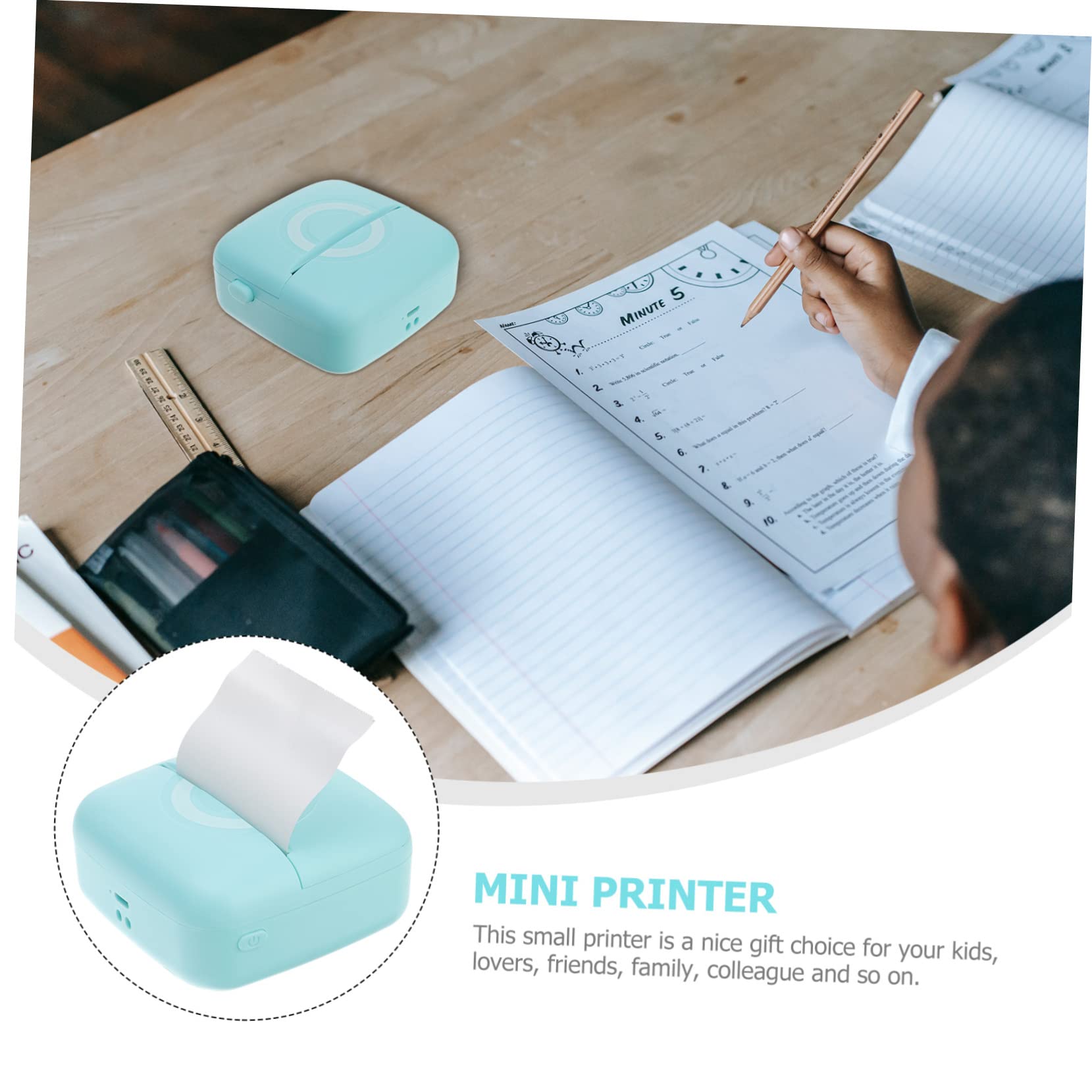 MAGICLULU Stampante Termica Tascabile Portatile 200dpi, Mini Stampante per Scuola e Casa, Stampa Note con Carta Termica e Abs