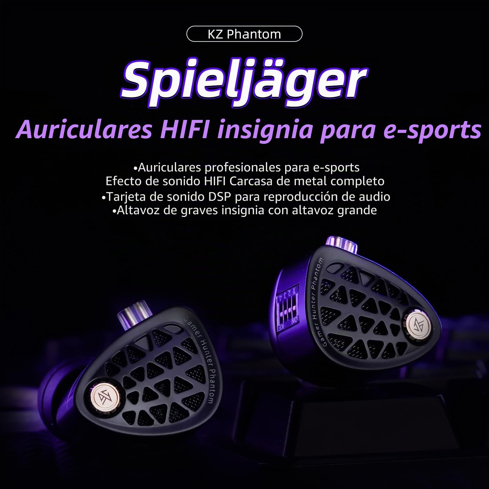 KZ Phantom Auriculares In Ear para Juegos, IEM Gaming con Cable y Micrófono, HiFi In Ear Monitor, Sonido nítido y Graves Profundos, con Cable Desmontable para Gaming