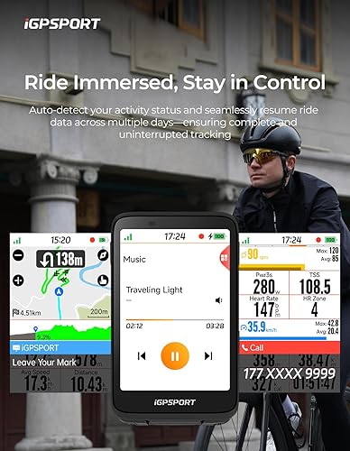 Miniatura 4 de iGPSPORT BiNavi Bike Computer, 3.5 Touch Screen Map Navigation Music Control Climb Tips, Wireless GPS Cycling Computer