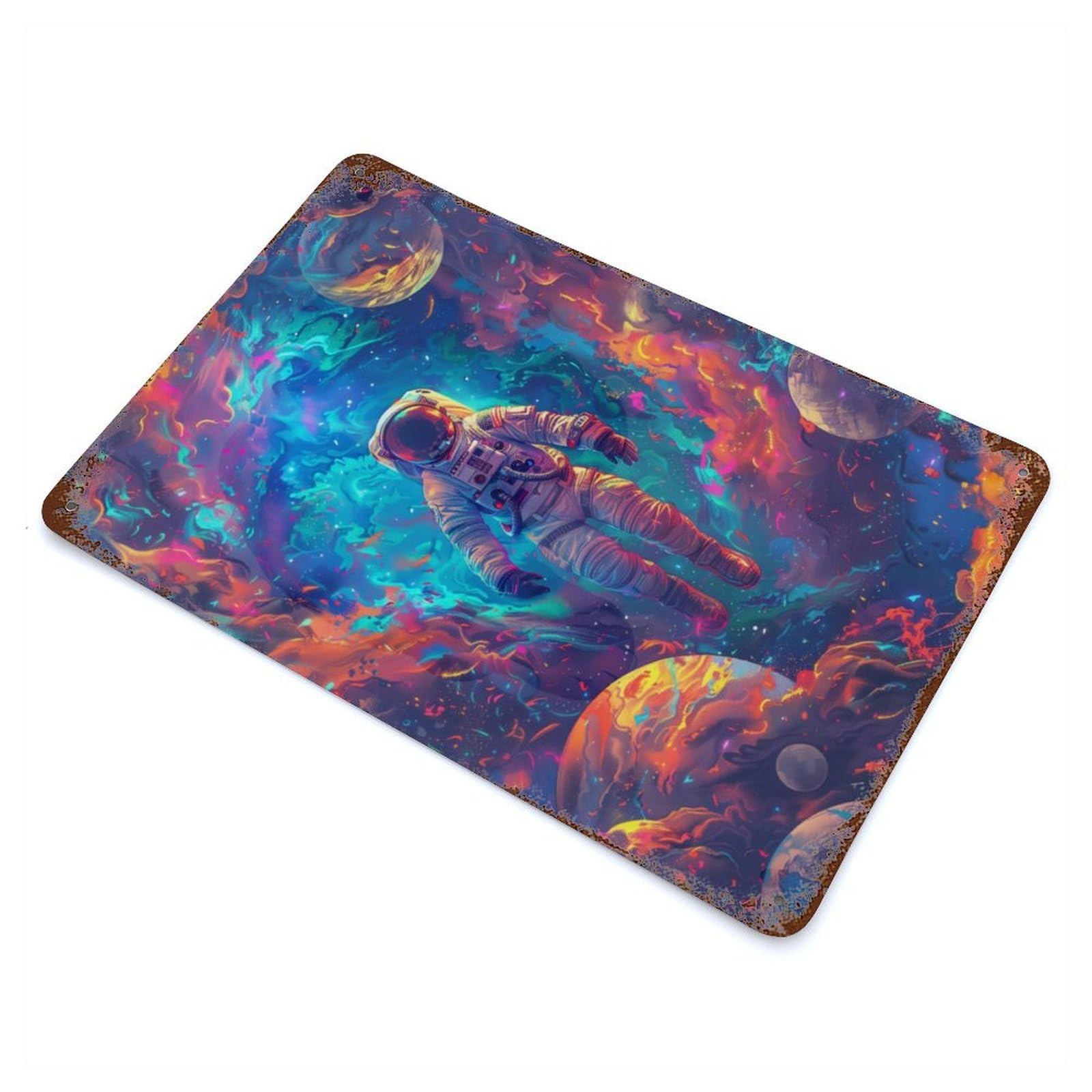 Cosmic Drift Rust Effect Tin Sign 11.8"x7.9", Novelty Wall Decor for Garage, Pub Or Kitchen